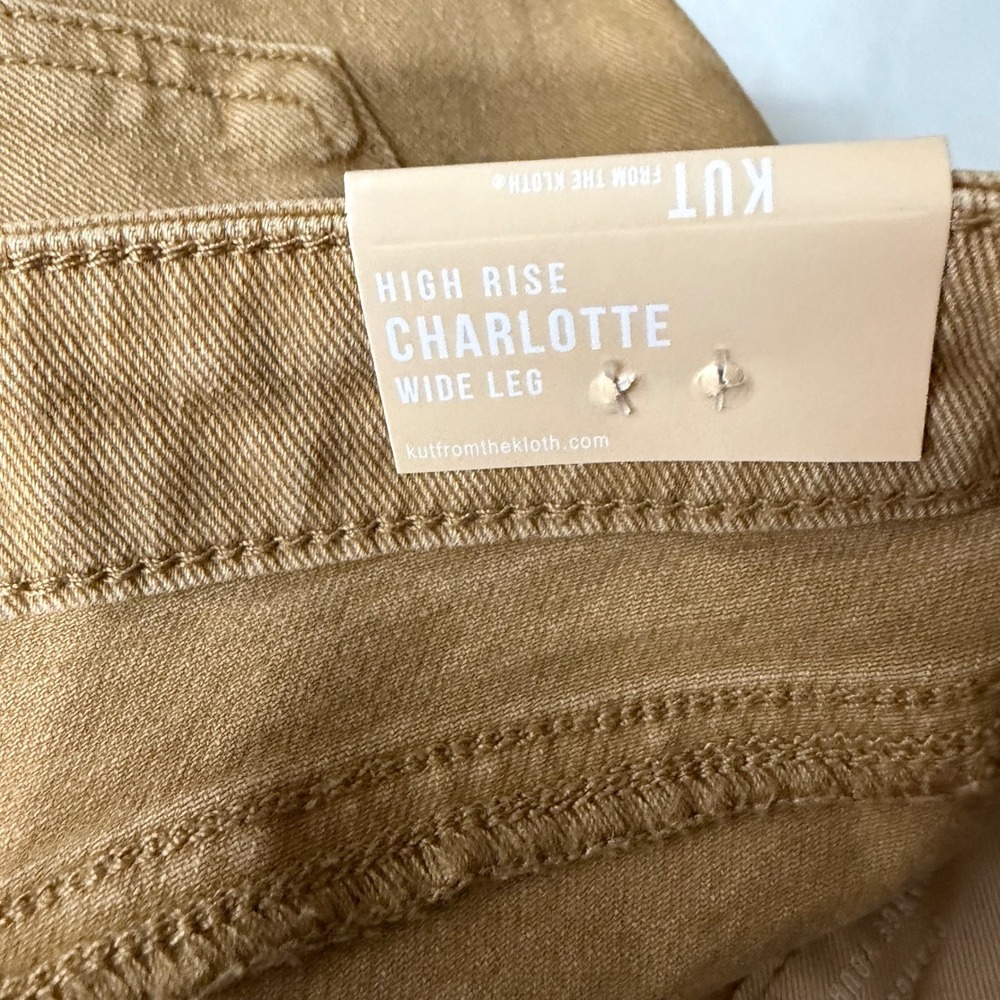 Kut from the Kloth Charlotte High Rise Wide Leg Jeans Camel Tan Size 14 NEW - Picture 8 of 9